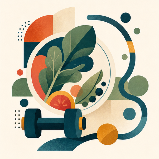 Illustrazione astratta di alimentazione e allenamento